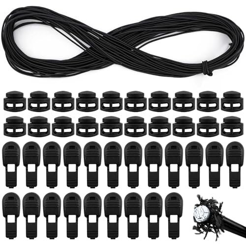 Gummisnöre 3 mm x 30 m, gummisnodd, svart, gummirep, elastiskt runt snöre, gummiband för armband, elastiskt nylonband, elastisk tråd för tält, ryggsäck, snöre, hattgummi