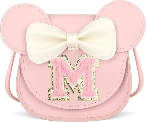 Borsa per bambini regalo per ragazze, borsa a tracolla per bambini, mini orecchie di topo, fiocco, regalo di compleanno per ragazze di 3-8 anni, rosa, M