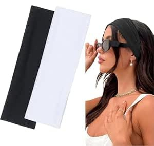 BELEVO 9cm Fascia Capelli Donna Uomo | Fasce per Capelli Sport Antiscivolo e Traspiranti per Palestra/Yoga | Fasce Capelli Unisex | Confezione da 2 Pezzi (Nero e Bianco)
