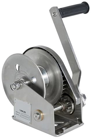 Cabrestante manual de acero inoxidable con mecanismo de autobloqueo, capacidad de 1200 libras, para remolque seguro de barco, nivelación de muelle y remolque ATV