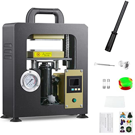 NArra Machine de compression à colophane 7T avec force de pression et plaques doubles chauffantes de 6 x 12 cm et 600 W - La presse à rosin dispose d'un manomètre précis et d'un régulateur de