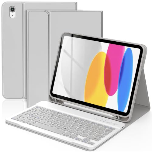 TQQ Keyboard Case for iPad A16 11th Generation 11/10th Generation 10.9 | Detachable Bluetooth Keyboard Cover with Pencil Holder for iPad 11 Gen 2025/10 Gen 2022, UK Layout