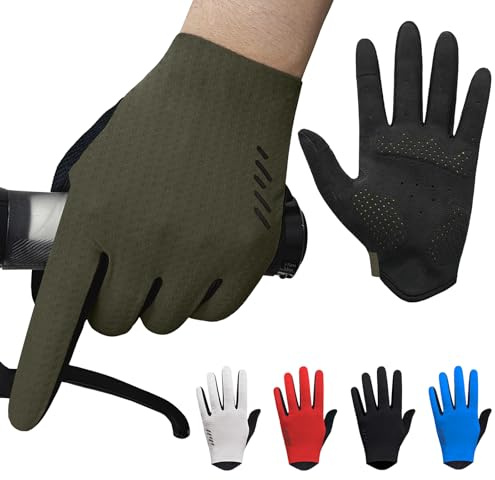 VXW Bike Gloves for Men Women Cycling - with Reflective Strips &Anti-Slip Shock-Absorbing Pad for Bicycle/Mountain Bike/Workout/MTB/Gym (Olive Green, Medium)