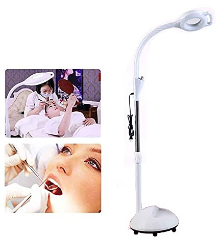 Aioneer 8X magnetiserande vertikal lampa golvstativ LED-lampa, vackert upplyst glas, stativ magnifik lampa justerbar skönhet ljus vardagsrum tatuering nagelskinn, utan hjul - med hjul