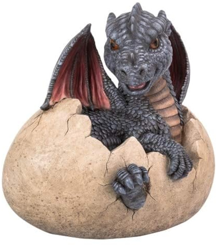 Pacific Giftware Gartenfigur Bunter Drache Feo schlüpft aus Ei 25 cm - Fantasy Garten Deko Figur Statue