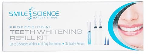 Smile Science Harley Street - Professional Teeth Whitening Gel Refill Kit - Includes Teeth Whitening Gel Refills, Stain Remover & Precision Tips - 100% Enamel Safe - Vegan - Rapid Results