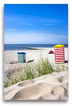 Premium Textil-Leinwand 30 x 45 cm Hoch-Format Borkum Südstrand | Wandbild, HD-Bild auf Keilrahmen, Fertigbild auf hochwertigem Vlies, Leinwanddruck von Andrea Dreegmeyer