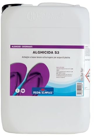 PISCINA SEMPLICE, Alghicida S3 Liquido, ideale per prevenire le Alghe In Piscina, Formato da 10 Kg