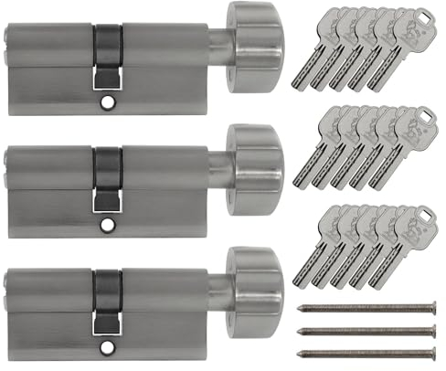 3x Knaufzylinder KD 80 mm 40/40 gleichschließend inkl. 15 Schlüssel