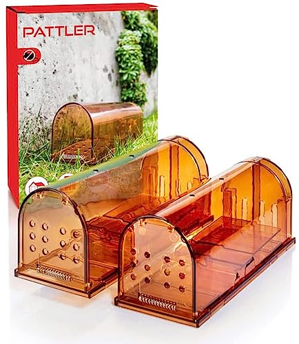 PATTLER® Mausefalle lebend - Extra große Lebendfalle Maus | Tierfreundlich Mäusefalle | Ratten oder Kleintiere Fangen - mit Luftlöchern | Einfache Aufstellung im Haus oder Garten - 2 Stück