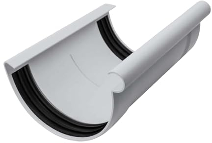 INEFA Rinnenverbinder halbrund, PVC NW180 / 180mm Grau Dachrinnenverbinder, einfache Steckmontage, Made in Germany