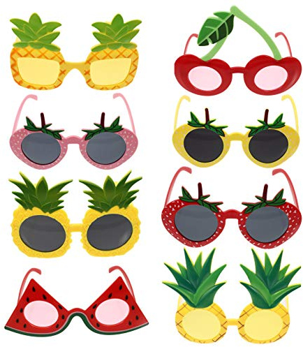 VOSAREA 8pcs Lunettes de Soleil de Fête en Plastique Légères et Amusantes, Forme Fruitée, Accessoires de Fête pour Bal, Anniversaire et Plage Plusieurs Styles