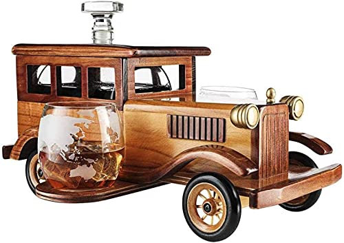 Recipiente De Vidrio Para Whisky, Juego De Decantador De Whisky De Coche Antiguo, Con Vaso De Vaso De Whisky De 2 Onzas, Espita De Decantador De 1000 Ml.
