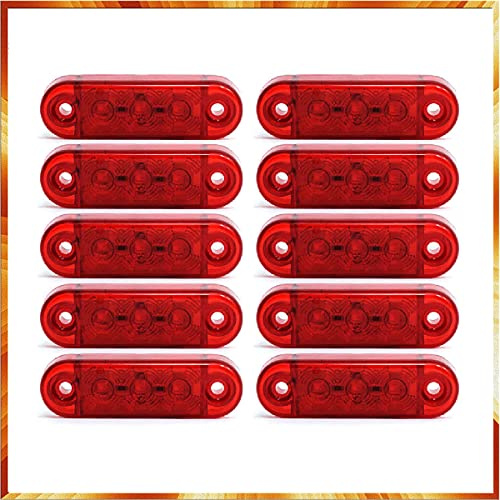 Easy Link 10X LED Gelb Begrenzungsleuchte Positionsleuchte Seitenmarkierungs Licht Universal für LKW Anhänger VAN Auto (Rot, 10)