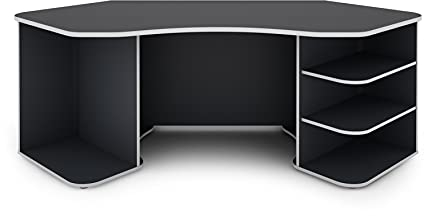 byLIVING Schreibtisch THANATOS / Gaming-Tisch in Anthrazit mit Kanten in Weiß / Eck-Schreibtisch mit viel Stauraum und XXL Tischplatte / Computer-Tisch / PC / Arbeits-Tisch / 198x76x85cm (BxHxT)