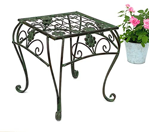 DanDiBo Sgabello per fiori in metallo verde, rettangolare, 34 cm, 96007 l, supporto per fiori, moderno, supporto per piante, stile vintage