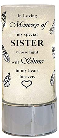 Memorial Light Tubes Ornament, Perfect for Garden and Graveside for any Special Occasion in the Memory of Dad, Mum, Son, Daughter, Husband, Wife, Grandad, Nan, Brother, Sister. (20cm) (Sister)