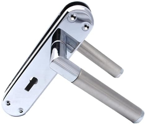 Haven Heritage ® Internal Mitred Lever Lock Door Handles in Satin Nickel & Chrome Dual Finish - Back Plate 179 x 40mm Sold in Pairs (1)