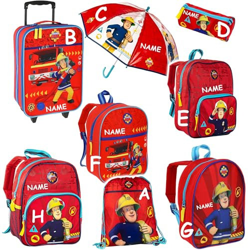 alles-meine.de GmbH Regenschirm - Feuerwehrmann Sam - incl. Name - Kinderschirm Ø 73 cm - Kinder Stockschirm - Regenschirm - Schirm für Jungen - Kinderregenschirm/Glockensc..