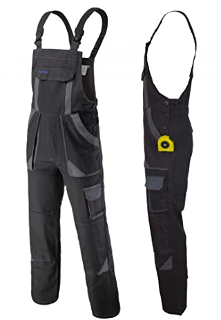 Safety 1st Art.Mas PROCOTTON Latzhose Herren Hose Baumwolle Damen Arbeitshose Handwerker KFZ Gärtner Mechaniker Schwarz (58)