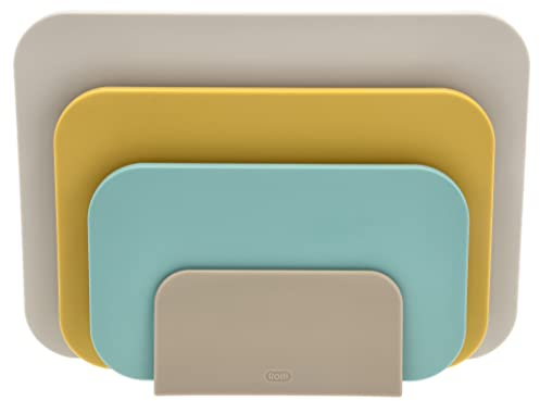Rosti Choptima Schneidebrett Set mit Halter/Ständer, Küchenbrett, Brotschneidebrett & Servierbrett, 3er-Set, Hygienisch, Spülmaschinenfest, aus Kunststoff, Beach