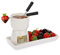 BSTKEY Ceramic Mini Chocolate Cheese Fondue Pot Set, 150ml White Tea Light Candle Warmer Fondue Set with 2 Forks and 1 Rectangle Dish for Ice Cream Butter