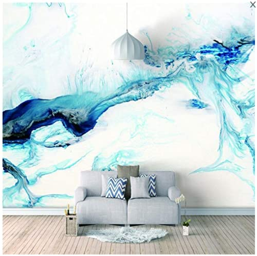 Fototapete 3D Blauer Aquarell Marmor 250 cm B x175 cm H Vlies Tapeten Wandtapete XXL Moderne Wanddeko Wohnzimmer Schlafzimmer Büro Flur
