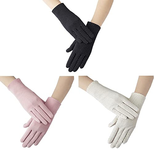 SUNTRADE 3. (two) UV gloves, sun protection, cycling gloves in summer, outdoor cycling gloves, Pink + white + black, black, white