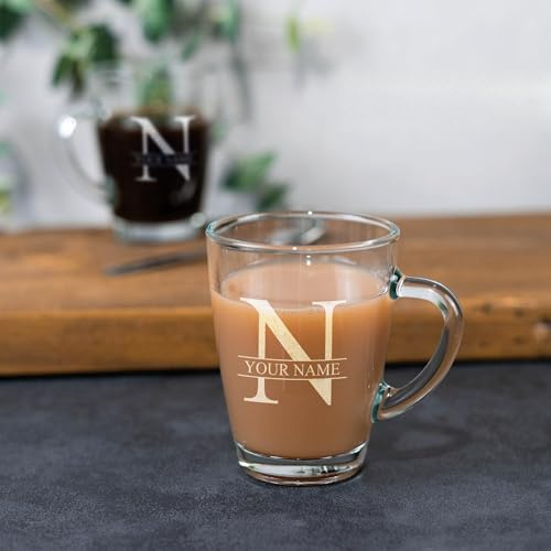 Personalised Glass Coffee Mug Engraved Hot Drink Tea Cup Your Own Message Bespoke Designs Personalized Glass (Style 7)