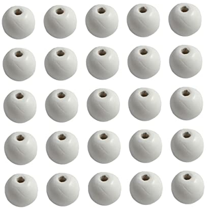 STOBOK 100 Stk sustainability home decor ideas holzkugeln schmuckperlen holz holzscheiben Verstreute Perlen kleine Holzperlen Bastelmaterial Abstandsperlen Kunsthandwerk Hölzern Weiß