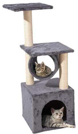 Zooland Kleiner Kratzbaum, Katzenbaum mit Plattform aus Plüsch, Sisal Kratzsäule Katze Condo Perfekt für Haustier Spiel, Spaß, Ruhe, Kratzen