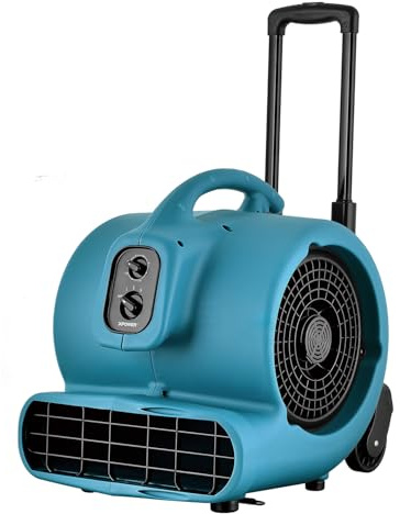 XPower Centrifugal Air Mover, Carpet Dryer, Floor Fan, Blower, Stackable, Daisy Chain, for Water Damage Restoration, Janitorial, Plumbing, Home Use (Blue, P-850TH 3200CFM)