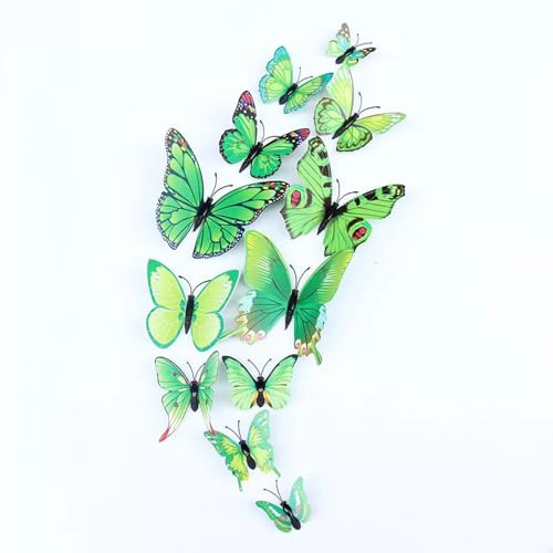 Vllcsla 3D Bunte Schmetterling Wandaufkleber, 12 Stück Wand Schmetterlinge Aufkleber Raum Dekorationen, jede Packung mit 12 Arten von Schmetterlingen, Schmetterling Wandaufkleber Art Decor