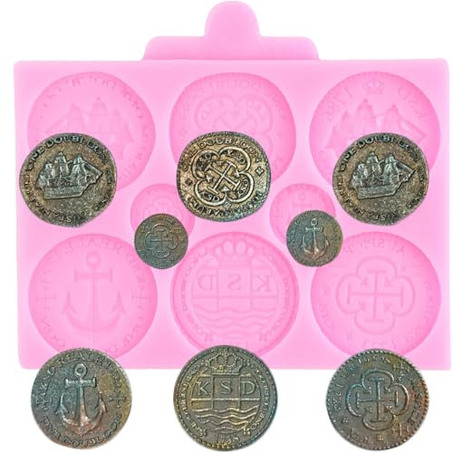 XMOLDNMS Coin Shaped Frosting Silicone Mold Ideal for Decorating Frosted Cakes, Cupcake Toppers, Chocolate Flowers, Fondant, Candies, and Polymer Clay