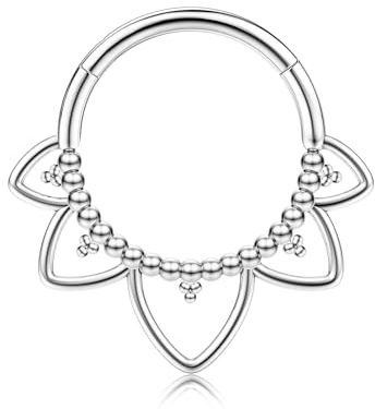 BodyBonita 16G Piercing Septum Colgante Acero Inoxidable 316L Piercing Nariz Aro Piercings Helix Tragus Hombre Mujer Daith Conch Rook Oreja Piercings Pendientes Aros Plata 8mm Springs Revival