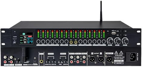 THYXGS Digitaler Audioprozessor, Vollmetall-KTV-Vorstufenhalleffektor, Intelligentes Anti-Heulen, Unterstützt Mikrofonlautstärkeregelung, Für Hochzeiten, Konzerte, Bars