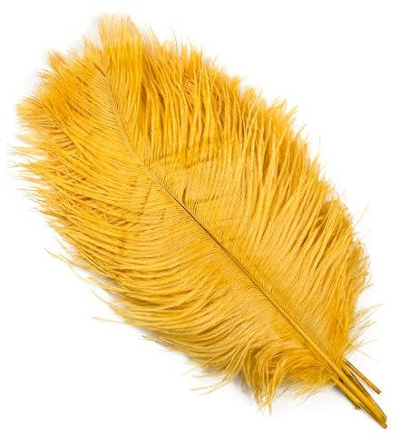 RUXIANGFLY Straußenfeder 10 Stück farbige Straußenfedern for Basteln, Hochzeitsdekoration, DIY, Urlaub, Karneval, Hochzeit, Großzubehör, 15-40 cm(Golden,15-20CM)