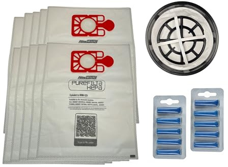 FiltaMagic Compatible Numatic 12 / 305mm Washable Round Filter with 10x HEPA Vacuum Cleaner Bags Kit