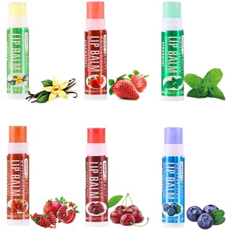 Elegauit Balsamo Labbra, 6 Pezzi Burrocacao Protettivo per Labbra Secche e Screpolate, Delle Labbra Idratante - 6 Gusti - Frutta