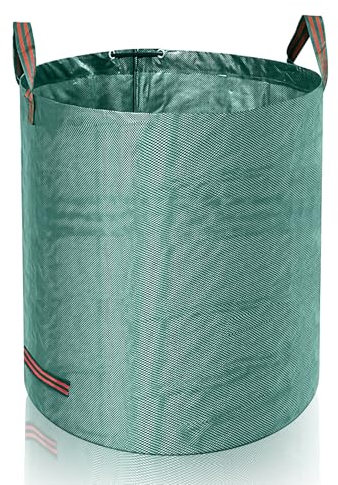 HW CASA 120L Sacchi Giardinaggio Pieghevole,76 * 45cm,Materiale PP Antistrappo Sacco Raccogli Foglie,Riutilizzabile Borsa da Giardino,Robusto Sacco Giardinaggio con Maniglia e Anello di Sostegno