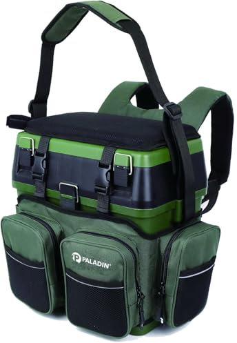 Paladin Rucksackbox Power mit Sitzfunktion Angelkoffer Rucksack-Angeltasche Anglerstuhl