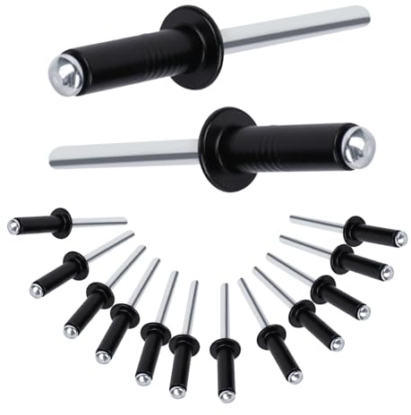 60 Stück Blindnieten, Aluminium Nieten Set, 4,8 mm X 10 mm Popnieten, Alu Nieten Schwarz, Dom Blindnieten Set für Möbel, Bauwesen, Schiffe, Aufbewahrungsbox