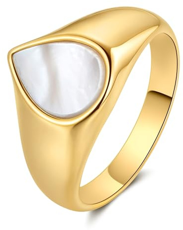 YeGieonr Ringe Damen Gold – Edelstahl Ring Damen Wasserfest,Vergoldeter Edelstahlring,Goldener Schmuckring für Frauen