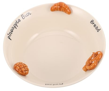 Cabilock Cuenco de cerámica para preparar en la cocina: bonito cuenco con relieve de pan para ensaladas, helados, cereales, postres y espaguetis. Apto para lavavajillas y congelador.