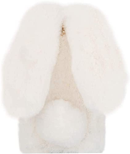 Lnxlanxx Kompatibel med Xiaomi Poco F7 5G, fodral silikon, plyschkanin, mobiltelefonfodral, gummi, stötfångare, söta kaninöron, diamant, fluffiga kaninfodral, stötsäkert fodral (vit)