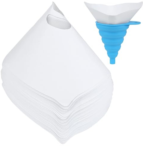 Lot de 100 filtres à peinture, tamis en papier et entonnoir en silicone pliable, tamis conique, filtre entonnoir pour peinture de voiture et pistolets à peinture