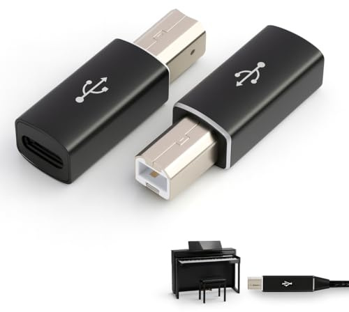 Tuwonwa 2 PCS Adaptateur USB C Femelle,Adaptateur USB vers USB C,Convertisseur USB C vers USB B 2.0 Compatible avec Imprimantes, Scanners, Instruments de Musique, Piano Électronique,Transfert Rapide