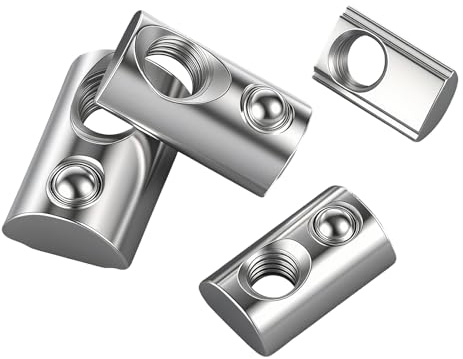 QANCEN 40 piezas Tuercas en T con Resorte M5, Tuercas Deslizantes con Bola de Centrado, Compatibles con la Serie 40, Ranura 8 T para Perfiles de Aluminio