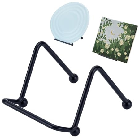 WADORN 5 espositori per piatti da 8,1 cm, piccoli supporti per piatti, cornice nera metallizzata, espositore da tavolo per foto, cornici per foto, libri, librerie, decorazioni