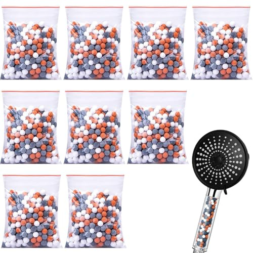 9 Pcs Filtre Douche Anti Calcaire, Pommeau Douche Anti Calcaire Remplacement, Ions Négatifs Boules Minérales, Filtre Anti-Chlore Antioxydant, Compatible Avec Têtes De Douche À Filtre Ionique | Améliore La Qualité De L'eau, Facile À Installer, Réduit Les Impuretés Et Filtration Haute Performance